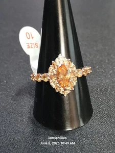 Bomb Party The Sterling Club RBP7418, Sz 10 Dark Smokey Topaz Cubic Zirconia - Picture 1 of 4