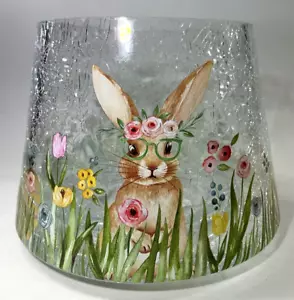 Yankee Candle Easter Floral Bunny with Glasses Crackle Glass Candle Shade NIB 🐰 - Picture 1 of 12