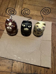 Set Of Three Vintage/Kitschy Wooden Cat Note/Photo Holders Pier One - Bild 1 von 6