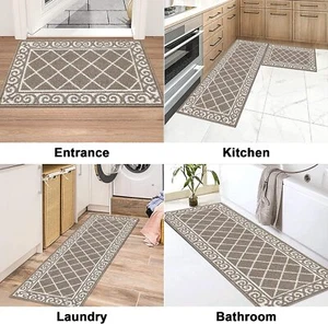 HEBE 2 Piece Kitchen Rug Sets with Runner Non Slip Kitchen Rugs & Mats Washable - Picture 1 of 13
