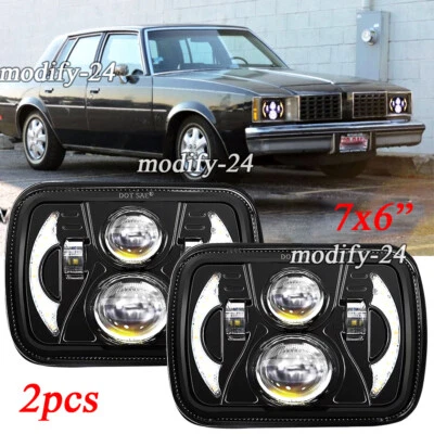 2pc Fit Oldsmobile Cutlass Supreme Omega 7x6" 5x7 Led Projector Headlights Halo - Image 1 of 4