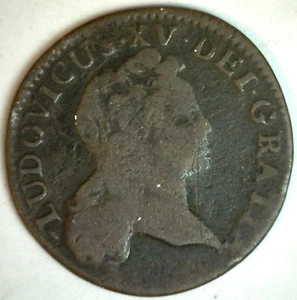 1723 B French Colonial Copper 1/2 Sol Coin Louis XV Child Rare Mint You Decide - Picture 1 of 2