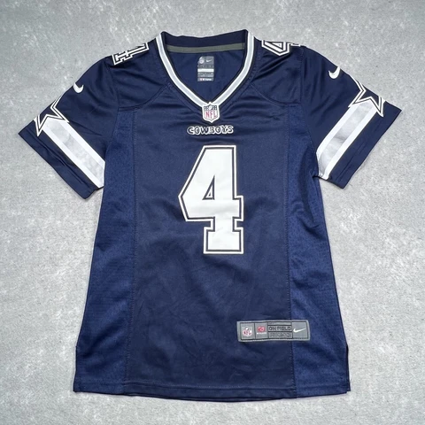 NFL Dallas Cowboys Jersey Youth Kids Size Small Navy Blue Dak Prescott #4 Cover