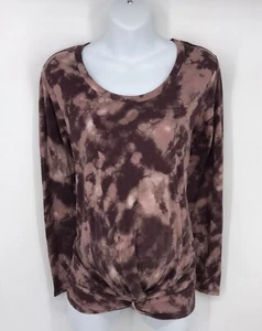 Old Navy Maternity Mauve Tie Dye Twist Front Long Sleeve Top Womens Sz Large EUC - Picture 1 of 4