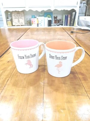Único Unicornio Rosa Blanco Taza Café Té Pfaltzgraff Flamenco Foto 1 de 4