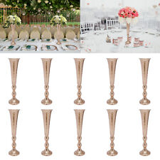 10Pcs Gold Flower Vases Wedding Table Centerpieces 20.5" Tall Metal Trumpet Vase