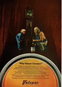 Pubblicità stampa d'epoca 1977 Perché il nonno Valspar? Finitura Orologio Nipote Pannelli - Foto 1 di 2