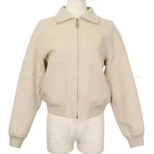 HERMES Zip up jacket Chaine D'ancre Compose Ivory Virgin Wool100% Silver HW ... - Picture 1 of 10