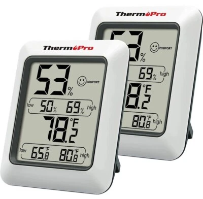 2x ThermoPro TP50 Digital Hygrometer Indoor Thermometer and Humidity Gauge - Image 1 of 4