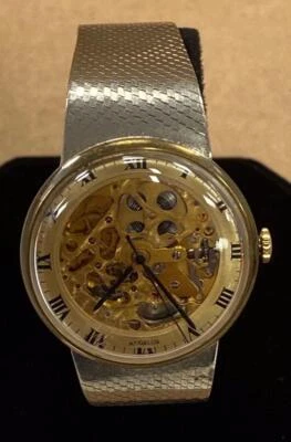 RELOJ ANGELUS SQUELETO VINTAGE TONO DORADO 34mm ACERO INOXIDABLE CUERDA MANUAL. Foto 1 de 4