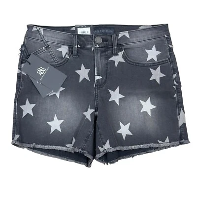 Rock & Republic Hula Women's Size 8 Black Distressed Stars Mid Rise Shorts NWT - Image 1 of 4