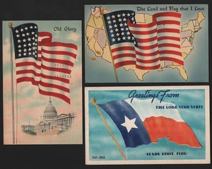 OPC X3 1943 San Antonio TX Flag Soldier Free Mail Postcards - Picture 1 of 2