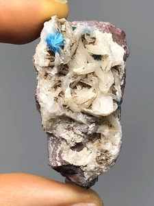 Cavansite + White Heulandite Specimen India Blue Crystal Reiki Healing 1.6oz N43 - Picture 1 of 12
