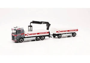Herpa HE316842 1/87 Scania CR 20 ND Remolque Plano Herzer Modelo De Coche - Imagen 1 de 6