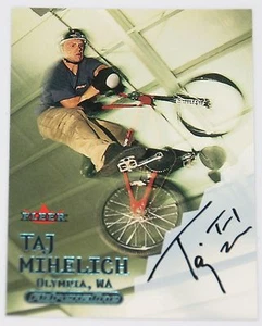 RARO! FIRMADO 2000 FLEER ADRENALINE TAJ MIHELICH COCHE BMX AUTOGRAFIADO - Imagen 1 de 1