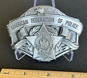 VTG 1987 American Federation of Police Pewter Belt Buckle Siskiyou 87058 - Picture 1 of 8