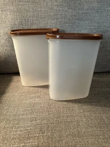 LOT OF 2-Tupperware Modular Mates Containers Brown Flip Top for Cereal 1614-22 - Picture 1 of 7