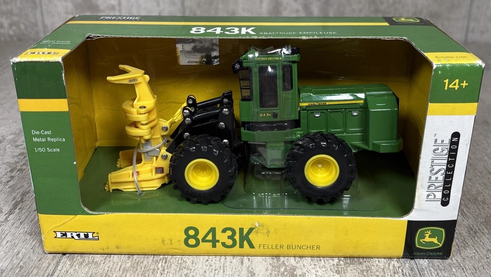 1/50 Ertl John Deere 843K Feller Buncher Logging Prestige Collection Diecast - Image 1 of 4
