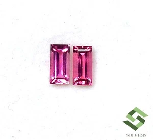 6x3 MM Natürlich Rosa Turmalin Baguetteschliff Paar 0.57 Cts Zertifiziert - Picture 1 of 8