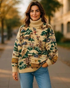 Classiques Maglione Maglia Grossa Lana Merino Crema Sci Villaggio Scena Novità | L - Foto 1 di 19