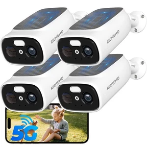 4pcs 2.4G/5G WiFi Cameras for Home Security with Embedded Solar Panel,2.5K So... - Picture 1 of 9