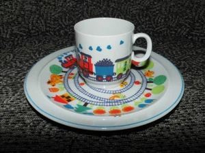 GRAZIELA Kinder Geschirr Eisenbahn 70er vintage Teller Tasse Thomas brigitte Zug - Bild 1 von 13