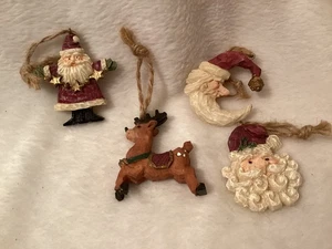 Mini Weihnachtsschmuck ~ 4er Set ~ Resin ~ Weihnachtsmann (3 Varianten) & Rentier - Bild 1 von 8