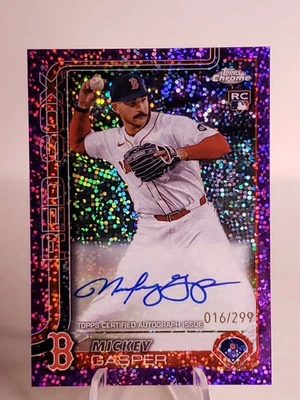 2025 Topps Chrome Mickey Gasper Rookie Auto Purple Speckle /299 Red Sox RC - Image 1 of 3