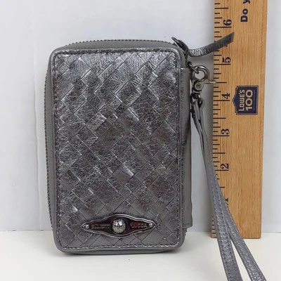 Elliott Lucca Metallic Woven Leather Wallet Wristlet Zip Around Card Holder - Image 1 of 4