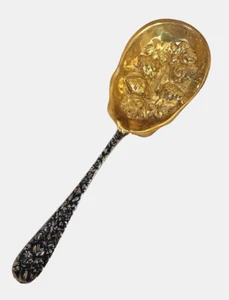 VINTAGE GODINGER VECCHIO BOUQUET ORO PLACCATO ARGENTO CASSERUOLA SERVIZIO BACCHE CUCCHIAIO R3-9-1 - Foto 1 di 6