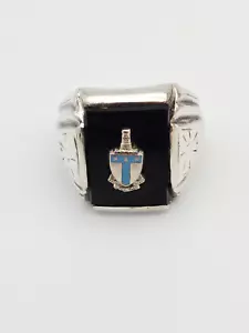 Antique ATO Alpha Tau Omega Fraternity Vintage Sterling Ring Can Be Sized Enamel - Picture 1 of 9