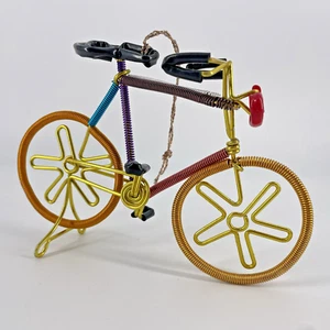 Whimsical Hand Made Folk Art Wire Bicycle Bike Sculpture/Ornament Cycling Fun - Picture 1 of 6