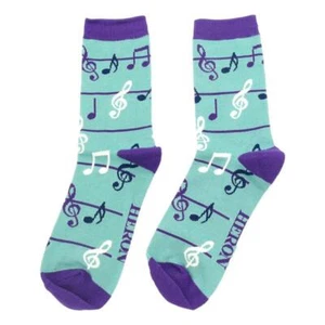 Treble Clefs and Music Notes Jazz Green Mens Novelty Ankle Socks Adult One Size - Picture 1 of 2