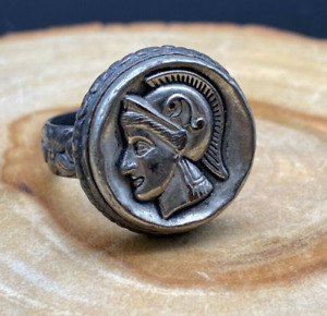 Vintage Sterling Silver Soldier Cameo Ring Size 7.5