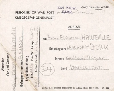 Kriegsgefangenenpost Flieger-Oberstabsingenieur 1946 von Zedelgem - Ladekop - Bild 1 von 2
