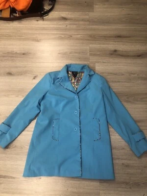 Women’s Jacket Dialogue The Language Of Style SZ 14 Teal Blue Floral Geometric  - Image 1 of 4