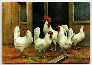 Hahn und Hühner Kontinental Postkarte UNP - Bild 1 von 2