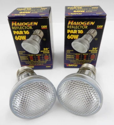 SET OF 2 SATCO S2301 REFLECTOR 60W 120V PAR 16 - 30° NARROW FLOOD LAMP BULBS - Image 1 of 4