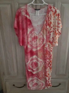 Carmen Marc Valvo Pink/Gold Ruched Swim Cover Up V Neck Size M/L - Picture 1 of 4