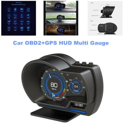 Coche Inteligente OBD2 + GPS HUD Multi Calibre Head-Up Pantalla Digital Velocímetro RPM Alarma Foto 1 de 4