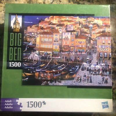 BIG BEN 1500 Piece Jigsaw Puzzle Bernard Ambielle 2009 Mediterranean Town 24x30 - Image 1 of 4