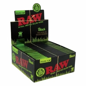 RAW BLACK ORGANIC HEMP KING SIZE SLIM ROLLING PAPER 50count BOX - 100% Authentic - Picture 1 of 1