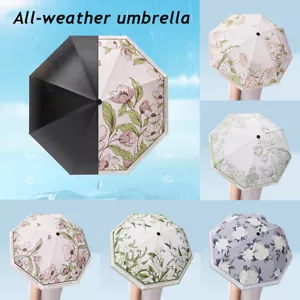 50+ Anti-UV Sun Rain Protection Windproof Flower Parasols 3 Folding Umbrella 1pc - Picture 1 of 29
