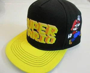 NWT Nintendo Super Mario Bros. Brothers Black & Yellow Boys Baseball Trucker Cap - Picture 1 of 3