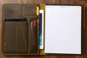 iPad laptop phone Briefcase notebook Holder cow Leather bag Personalized H033 - Picture 1 of 3