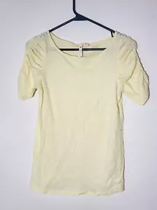 Little yellow button anthro medium yellow shirt bubble sleeve button detail - Picture 1 of 5