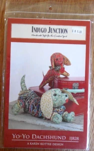 NEW Indygo Junction "Yo-Yo Dachshund" Calico Cloth Dog Pattern 10"/13" Bendable - Picture 1 of 3