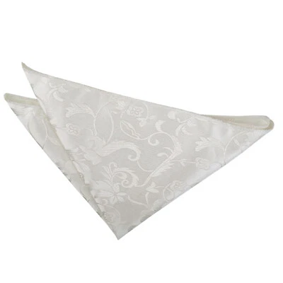 Ivory Pocket Square Handkerchief Hanky Woven Floral Wedding Accessory by DQT - Image 1 of 2