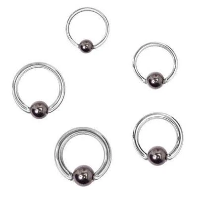 Anillo Daith Oreja Labio Cautivo Calibre 16 3/8" Hematita 4mm Bola Acero * Foto 1 de 4