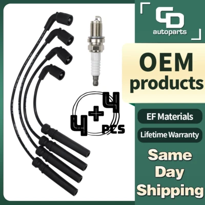 4 bujías y juego de cables para Chevrolet Aveo 2004-2008 Aveo5 Pontiac Daewoo L4 1,6 L Foto 1 de 4